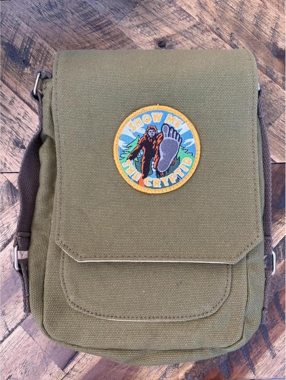 Canvas Shoulder Messenger Bag Crossbody  Show Me The Cryptid Bigfoot Sasquatch